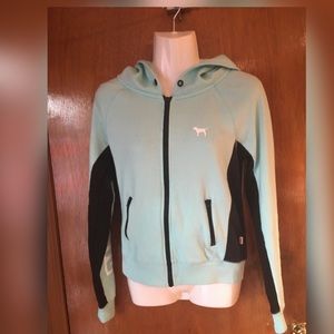 Pink zip-up hoodie, size XS, with zip pockets